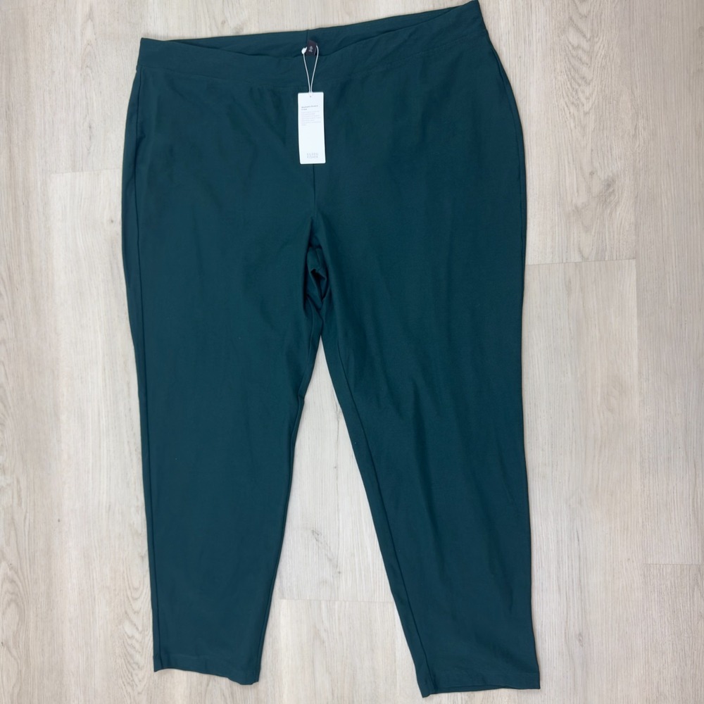 Eileen Fisher Slim Ankle Pant Washable Stretch Crepe Womens 2X Fir Green $168